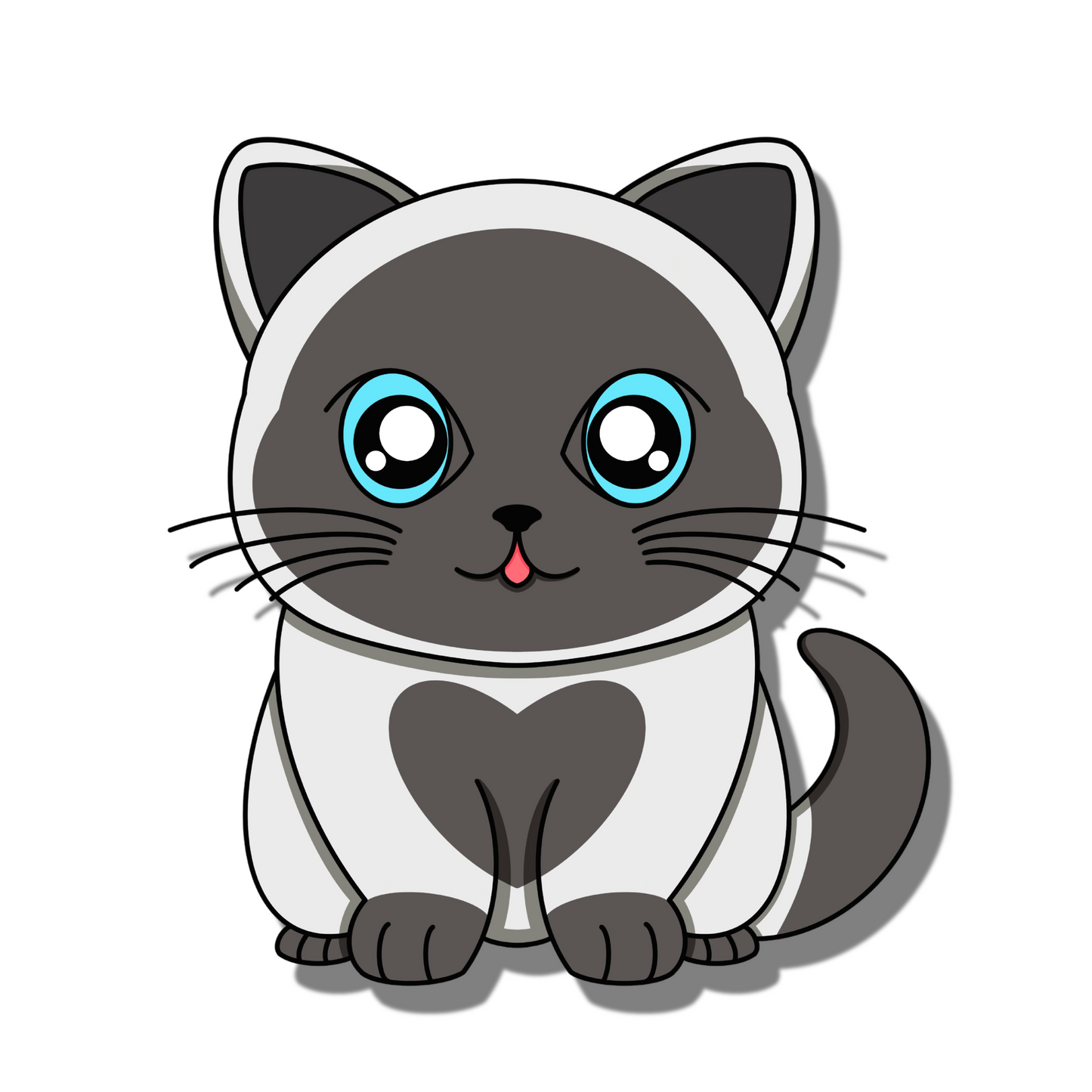 Cute chubby white and grey british shorthair with big sparkling blue eyes and poking it's tongue. Smell Ya Later - Scented Air Freshener. Suitable for homes, wardrobes, cupboards, bathrooms, cars, office space, pet rooms, bed rooms, kitchen.