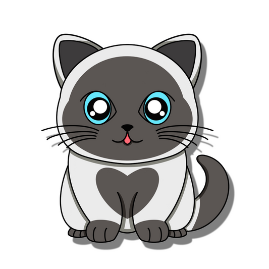 Cute chubby white and grey british shorthair with big sparkling blue eyes and poking it's tongue. Smell Ya Later - Scented Air Freshener. Suitable for homes, wardrobes, cupboards, bathrooms, cars, office space, pet rooms, bed rooms, kitchen.