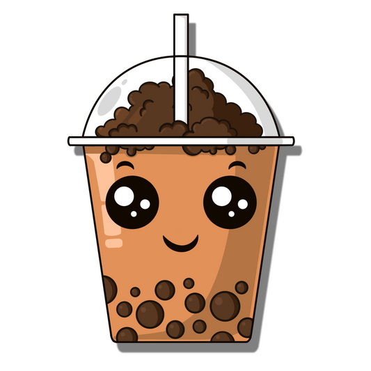 Cute smiling brown boba/bubble tea with black pearls and big sparkling eyes. Smell Ya Later - Scented Air Freshener. Suitable for homes, wardrobes, cupboards, bathrooms, cars, office space, pet rooms, bed rooms, kitchen.
