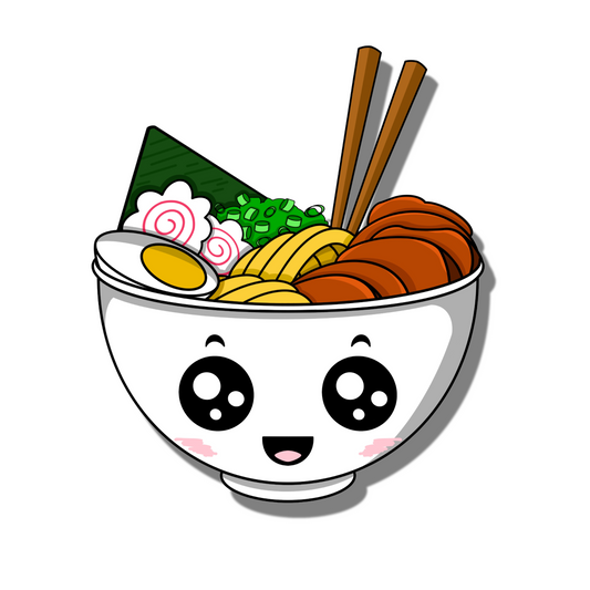 Cute, smiling, blushing tasty ramen with boiled egg, yellow thick noodles, tasty meat, spring onions, seaweed, fish cake and big sparkling eyes. Smell Ya Later - Scented Air Freshener. Suitable for homes, wardrobes, cupboards, bathrooms, cars, office space, pet rooms, bed rooms, kitchen.